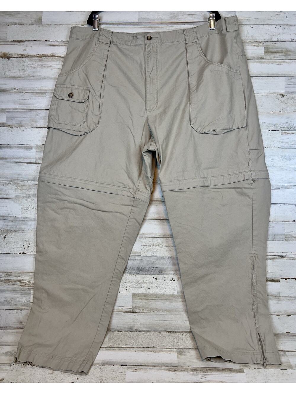 Cabela's Outdoors Men's 44x34 Convertible Zip Off Cargo Pants Beige Hiking Fish